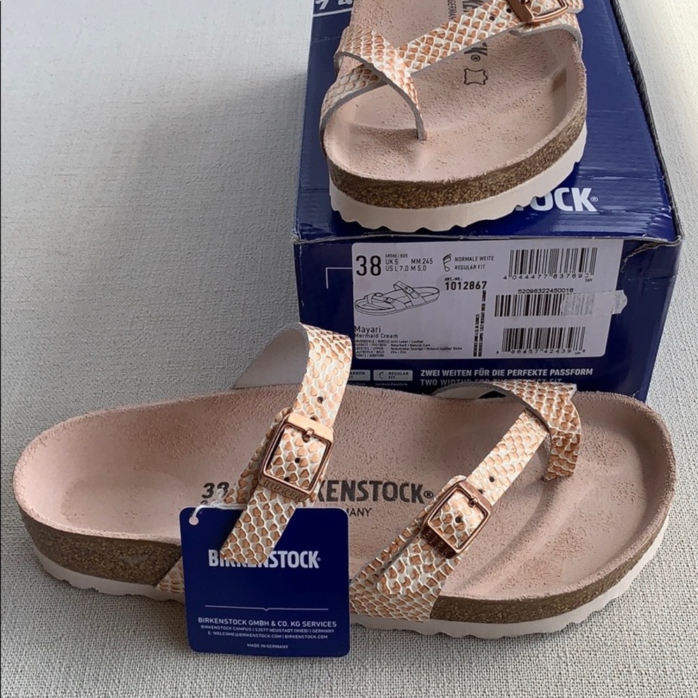 BIRKENSTOCK MAYARI LEATHER Mermaid Cream Snake - Picture 4 of 9